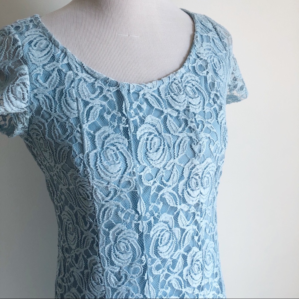 Perceptions Blue Lace Short Sleeved Skater Dress S - Picture 6 of 16